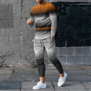 2-Piece Set: Stylish Men’s Long Sleeve Tee and Pants