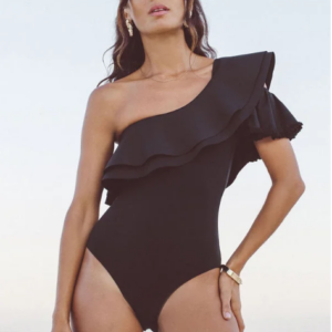 One-Shoulder Falbala One-Piece Swimwear