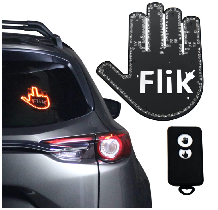 FLIK Original Middle Finger Light - Give The Bird & Wave to Drivers - Hottest Gifted Car Accessories, Truck Accessories, Car Gadgets & Road Ra
