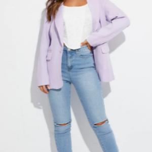 Purple Blazer Single Button Tailored