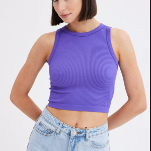 Purple Tank Top Crew Neck Seamless