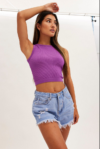 Seamless Crew Neck Purple Tank Top