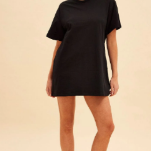 Oversized T-Shirt Dress in Black with Jamie Design