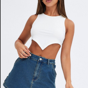 Denim Mirco Mini Skirt Mid-Rise A-Line Cargo