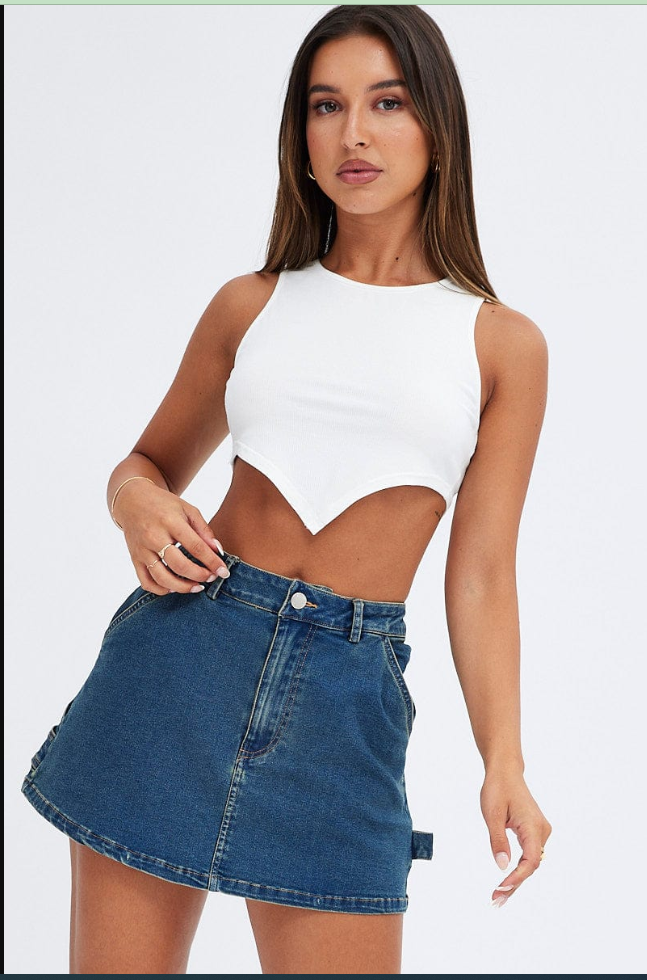 Denim Mirco Mini Skirt Mid-Rise A-Line Cargo