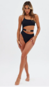 One Shoulder Cut Out Black Swimsuit with Elegant Design