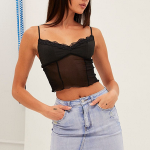 Blue Denim Mini Skirt Distressed Light Blue Stretch Denim