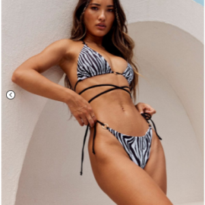 Animal Print Bikini Set with Ring Accent and Wrap-around Design.