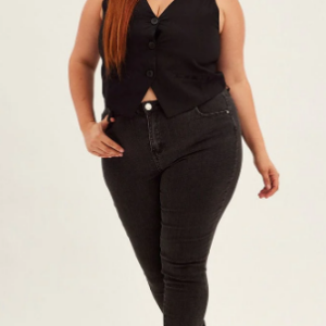 Black Sleeveless Button Fitted Waistcoat