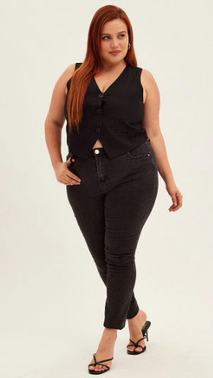 Black Sleeveless Button Fitted Waistcoat