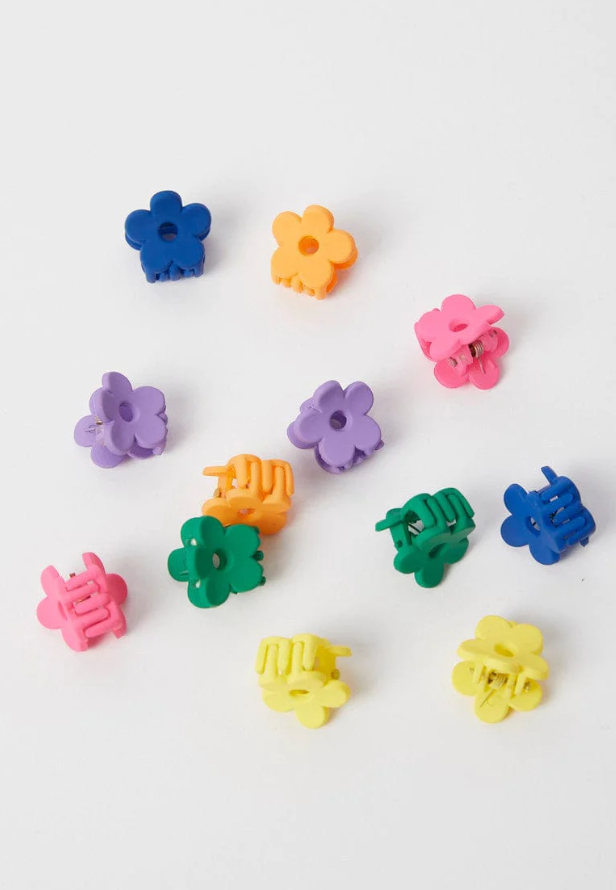 Multi 12 Pcs Floral Shaped Mini Claw Clips
