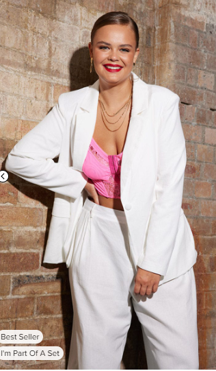 White Fitted Blazer Lined Long Sleeve Collared