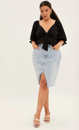 Black Bolero Jacket Cotton Blend Broderie Tie