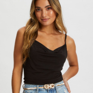 Stretchable Belt with Textured Metallic Buckle