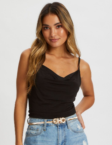 Stretchable Belt with Textured Metallic Buckle