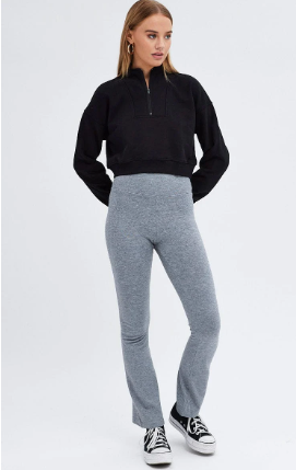 Long Sleeve Half Zip Black Crop Sweater