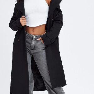 Cotton Long-Sleeve Trench Coat