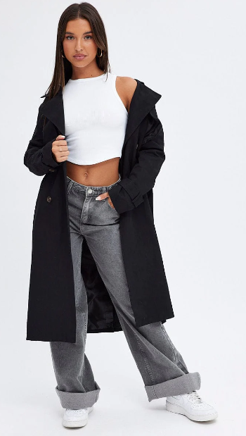 Cotton Long-Sleeve Trench Coat