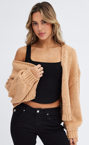 Beige Oversized Cardigan