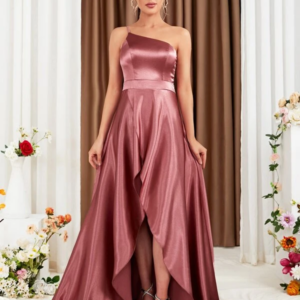 Tulip Hem Bridesmaid Dress with One-Shoulder Design