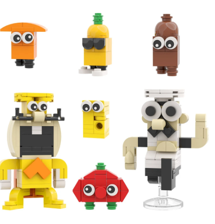 Moc Pizza Tower Peppino Spaghetti / Toppins / The Noise Building Kit 257 Pieces 7-in-1 Game Character