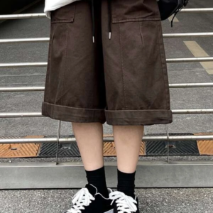 Wide Leg Shorts with Men’s Drawstring Waist