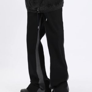 Contrast Side Seam Drawstring Waist Straight Leg Pants for Men