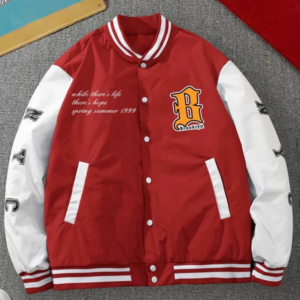 Colorful Slogan Graphic Varsity Jacket for Stylish Men