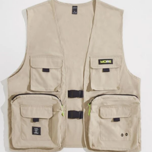 Vest Jacket for Men with Flap Pockets and Letter Patches