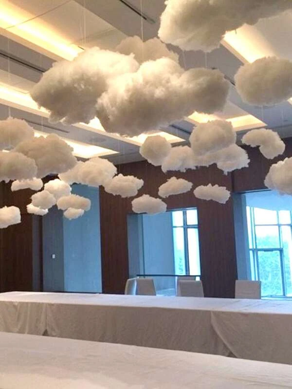 1pc Cloud Shaped Wall Hanging, Simple White Polyester Prop Cloud Design Hanging Decoration For Home
