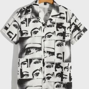 Graphic Lapel Neck Shirt for Men with Figure Design