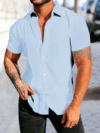 Solid Blue Button Up shirt for Men