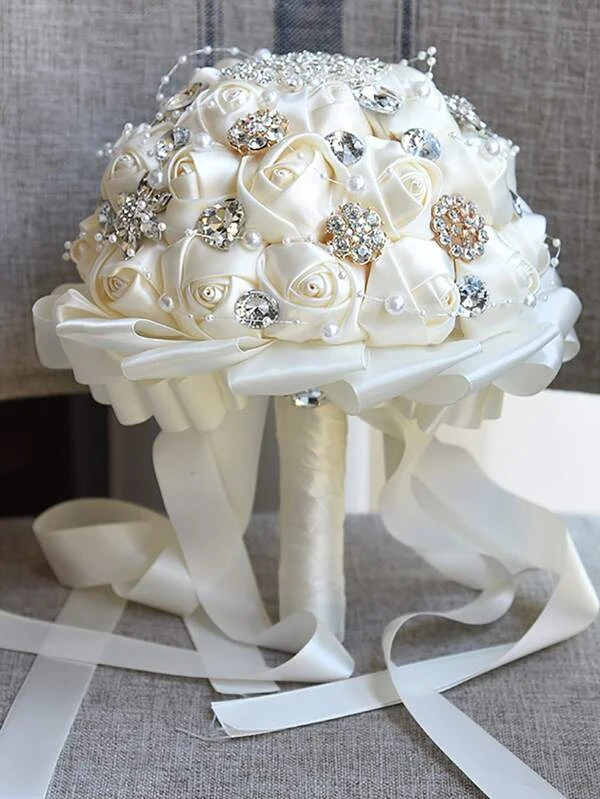 1pc Polyester Artificial Flower , Simple Artificial Flower Bouquet For Wedding Party