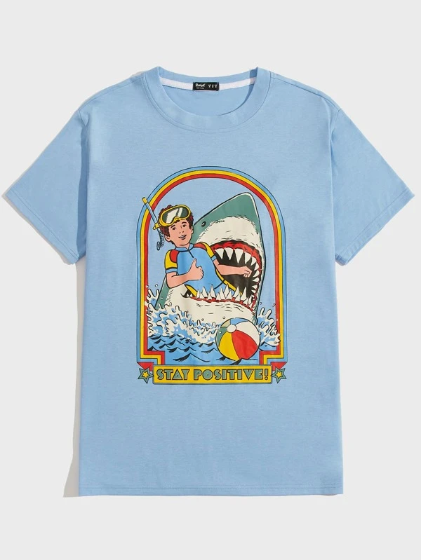 Stevenrhodes Graphic Letter Print Tee for Men - ROMWE