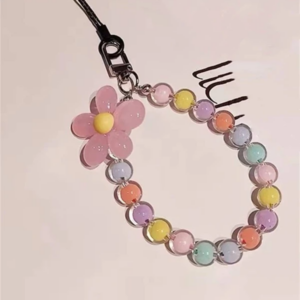 1pc Flower Decor Beaded Phone Lanyard
