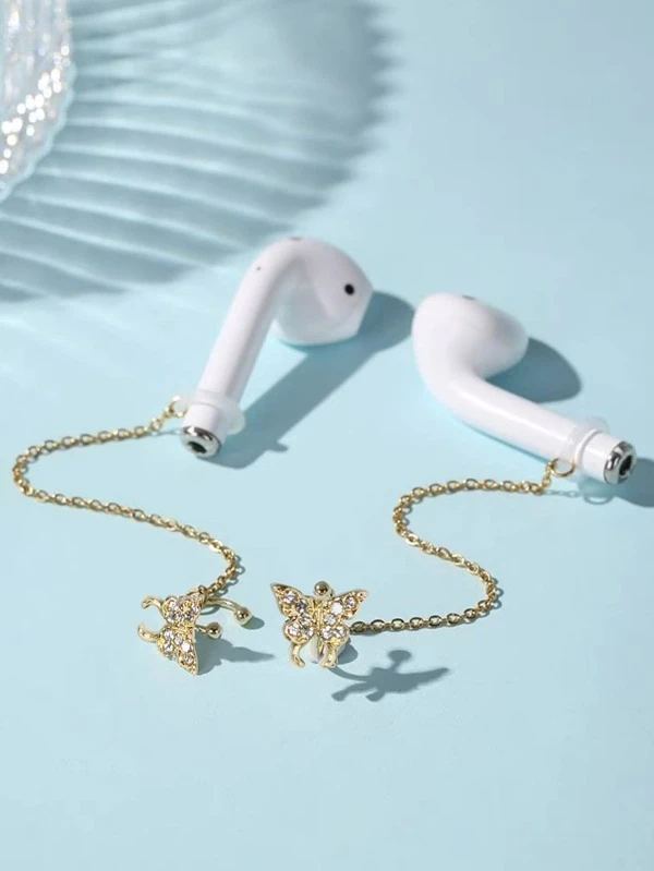 2pcs Butterfly Decor Earphone Anti-lost Chain