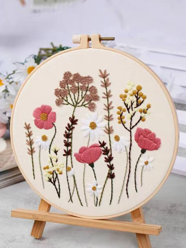 DIY Hand Embroidery Set with Flower Pattern