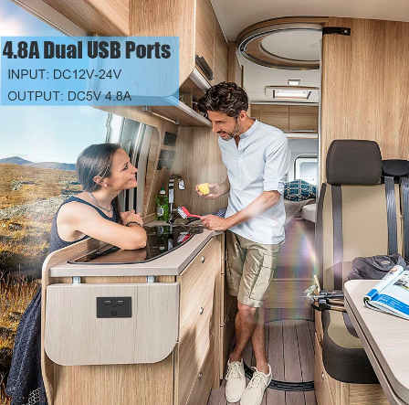 Waterproof Car USB Charger Panel with Dual Ports