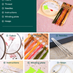 Polyester Sewing Kit: Modern Flower Hand Embroidery Set