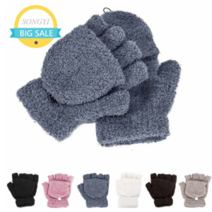 Warm Knitted Flip Fingerless Wool Gloves for Men and Women
