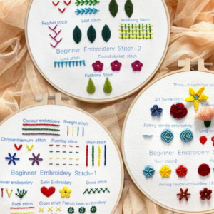 Beginner’s Embroidery Kit with 3 Sets and 25 Techniques