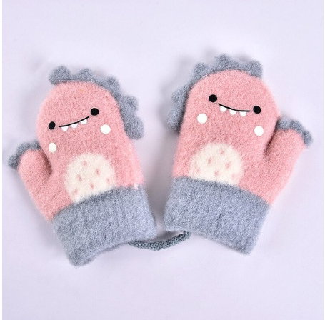 Warm Cartoon Dinosaur Toddler Gloves for Autumn and Winter