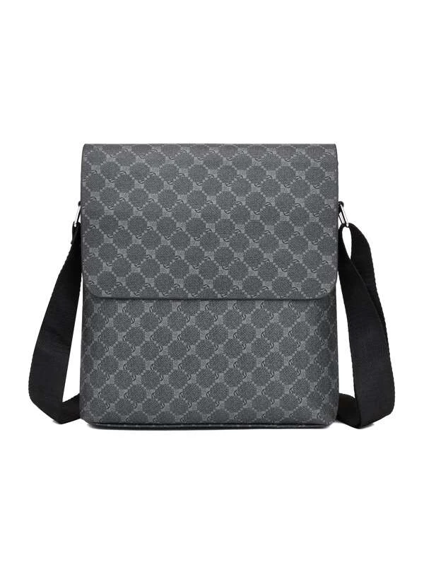 Men Geometric Pattern Flap Square Bag