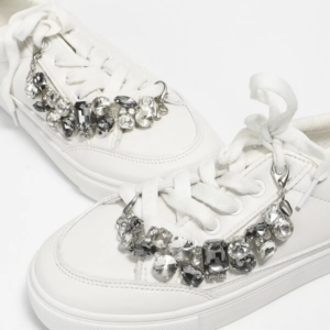 2 PCS Rhinestone Design Shoe Decoration, Silver Aluminum Stylish Accessories For Shoes