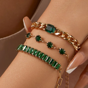 Cubic Zirconia Decor Bracelet Set – 3pcs Collection
