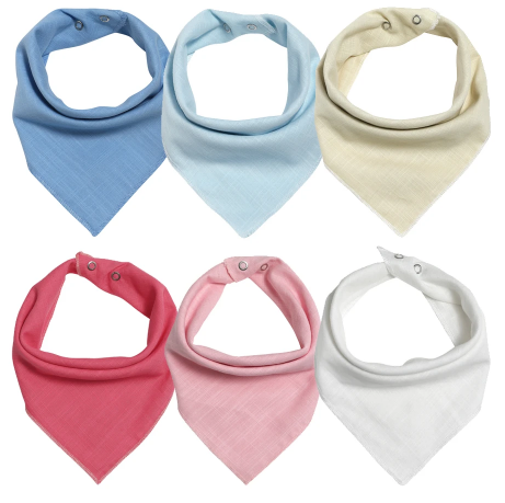 Set of 4 Reversible Bamboo Cotton Baby Bandana Drool Bibs