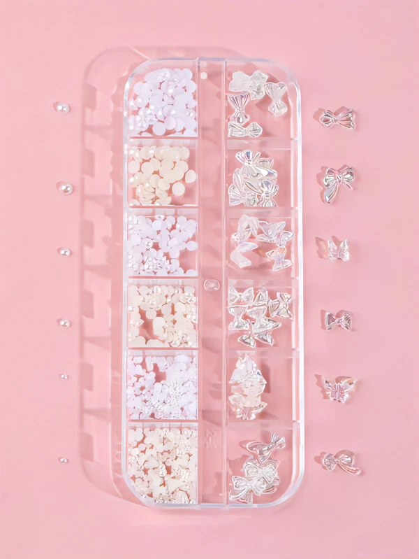 3D Butterfly and Pearl Nail Art Decorations: 1 Box