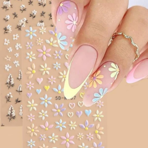 Floral Pattern Nail Art Sticker – 2 sheets