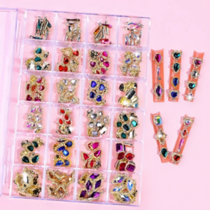 Geometric Rhinestone Nail Art Decor: Sparkling Box of Beauty