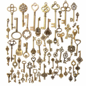DIY Accessaries: 70 Vintage Bronze Skeleton Heart Key Pendants